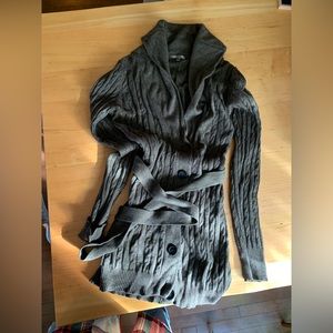 Cashmere + Silk Cable Knit Long Cardigan - Deep Green - “Uterque” Brand - M (W)